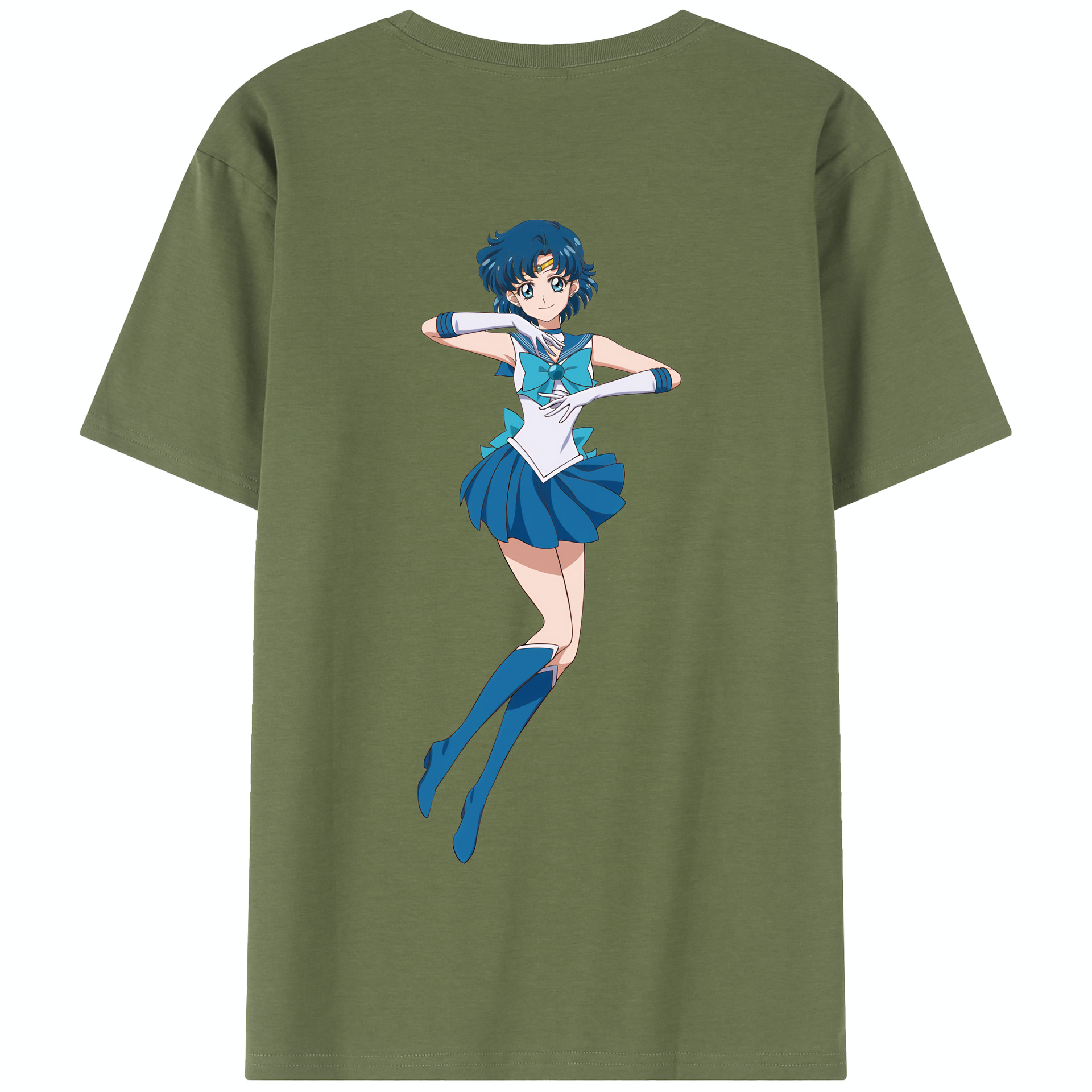 （画像用） 美少女戦士セーラームーン 水野 亜美 みずの あみ Sailor Moon Mizuno Ami 綿100％半袖Tシャツ（背面プリント）